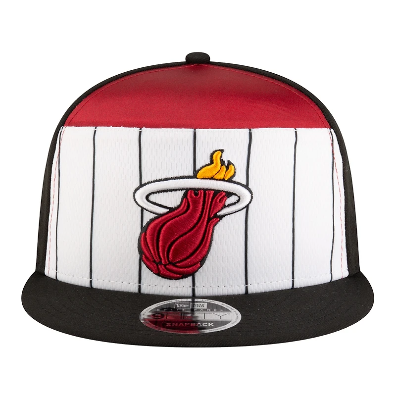 Youth New Era  White/Black Miami Heat 2025 NBA Tip Off Split Panel 9FIFTY Snapback Hat