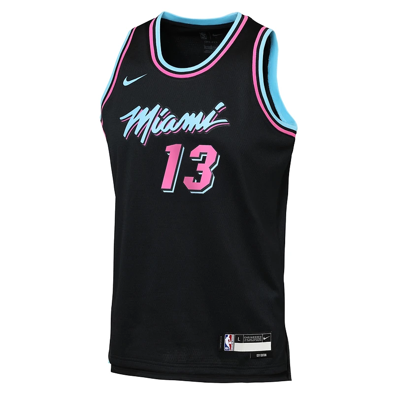 Youth Nike Bam Adebayo Black Miami Heat 2025/26 City Edition Swingman Jersey
