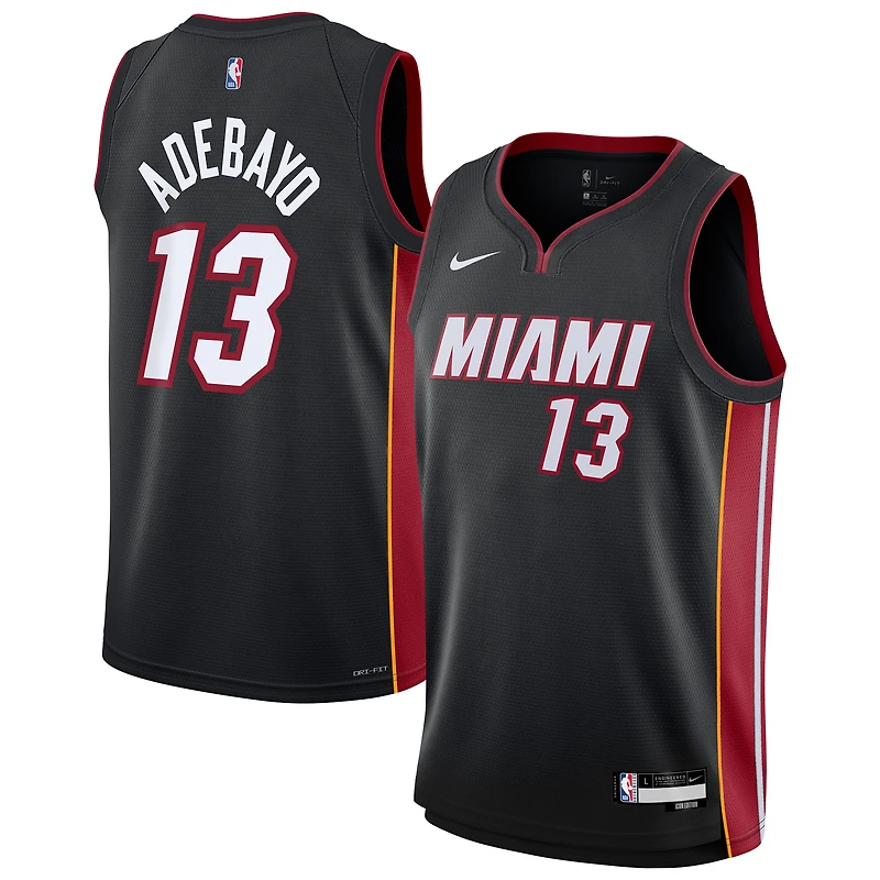 Maillot Nike Swingman Bam Adebayo noir pour jeune des Miami Heat - Édition Icon