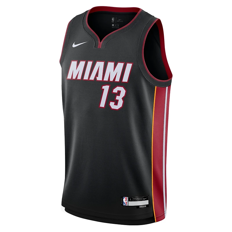 Maillot Nike Swingman Bam Adebayo noir pour jeune des Miami Heat - Édition Icon
