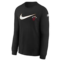 T-shirt à manches longues Nike Miami Heat Swoosh noir pour jeune