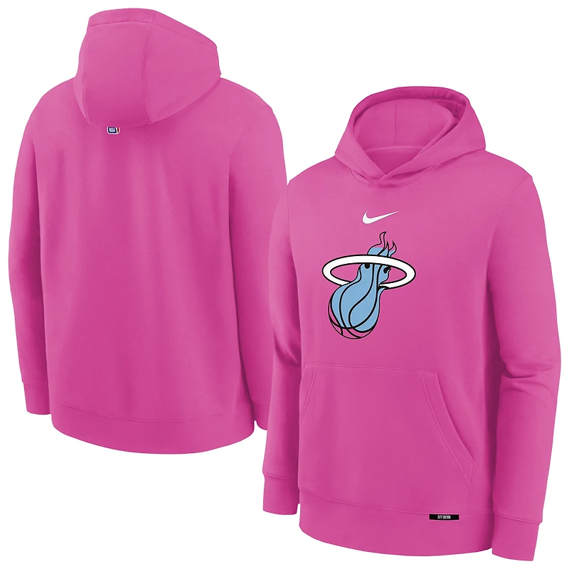 Youth Nike Pink Miami Heat 2025/26 City Edition Club Fleece Pullover Hoodie
