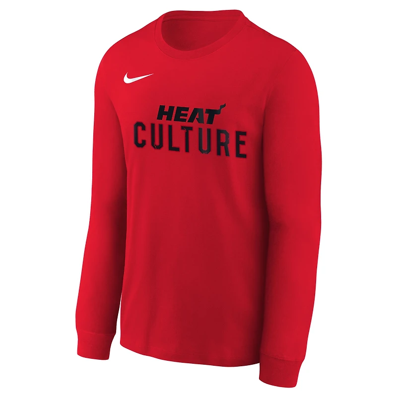 Youth Nike  Red Miami Heat 2024/25 City Edition Wordmark Performance Long Sleeve T-Shirt