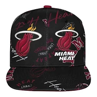 Casquette snapback noire à imprimé intégral Miami Heat Street Hooper pour jeunes Outerstuff