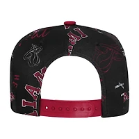 Casquette snapback noire à imprimé intégral Miami Heat Street Hooper pour jeunes Outerstuff