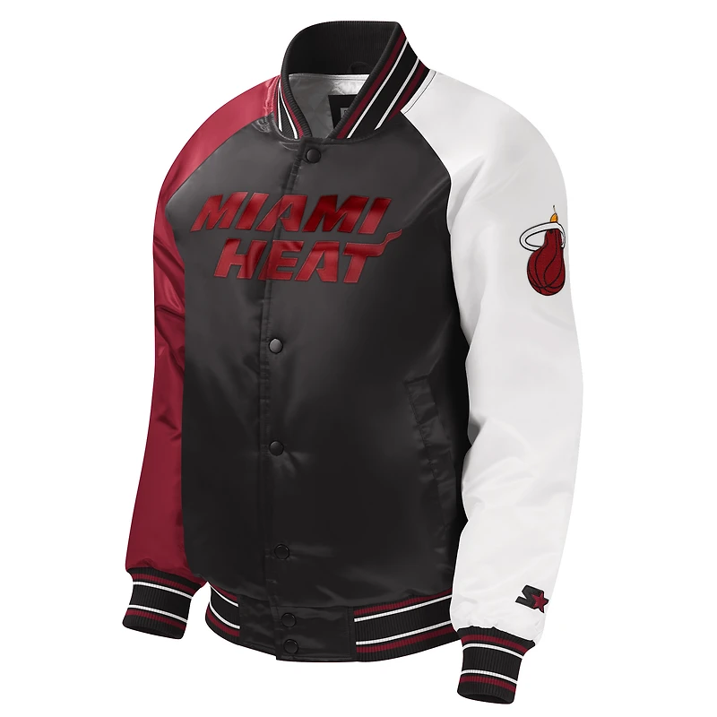 Veste universitaire à boutons-pression Miami Heat Raglan noire Starter pour jeune