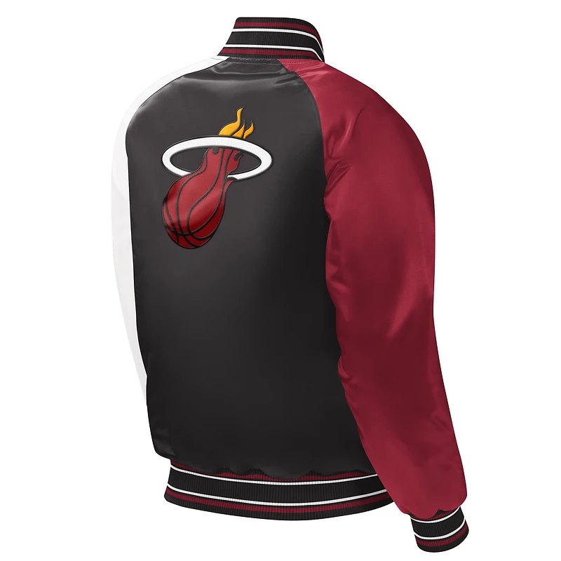 Veste universitaire à boutons-pression Miami Heat Raglan noire Starter pour jeune
