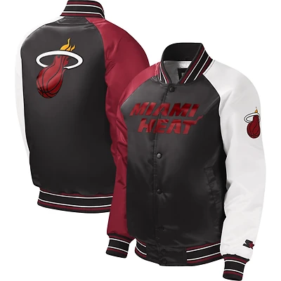 Veste universitaire à boutons-pression Miami Heat Raglan noire Starter pour jeune