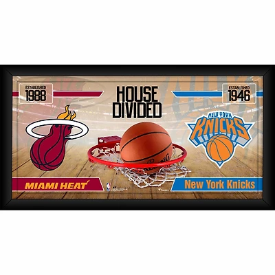Collage encadré de 10" x 20" de Miami Heat contre New York Knicks, House Divided