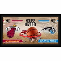Collage encadré 10" x 20" Miami Heat vs. Orlando Magic, maison divisée