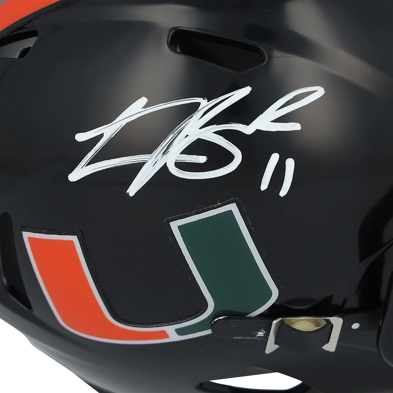 Carson Beck Miami Hurricanes Autographed Riddell Black Speed Mini Helmet