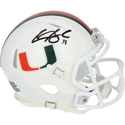 Carson Beck Miami Hurricanes Autographed Riddell Speed Mini Helmet