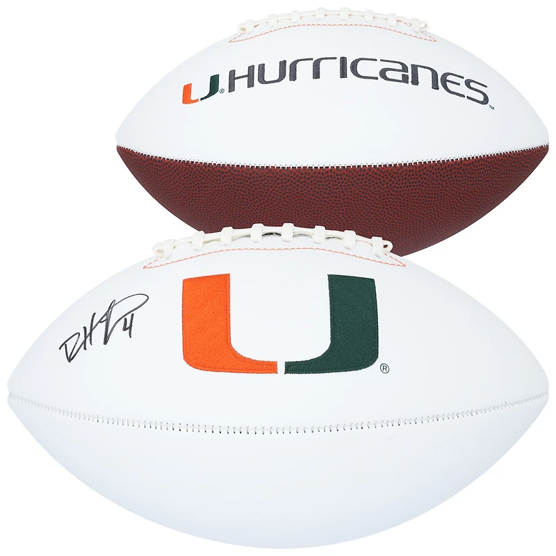 Ballon de football Rawlings White Panel autographié par Devin Hester