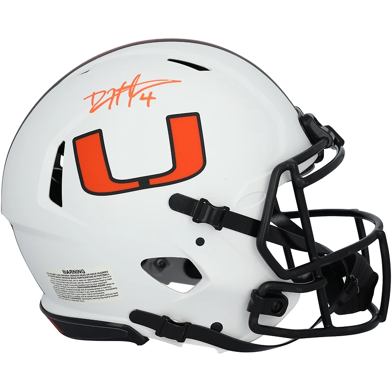 Casque Riddell Lunar Speed authentique dédicacé par Devin Hester, Miami Hurricanes