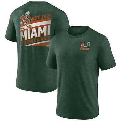 T-shirt Fanatics Heather Green Miami Hurricanes Ideal Faded Tri-Blend