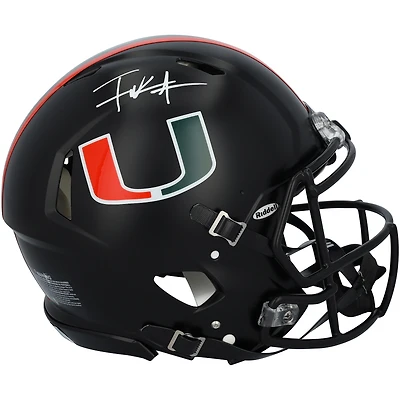 Casque Riddell Miami Nights Satin Black Speed ​​Authentic autographié par Frank Gore des Miami Hurricanes