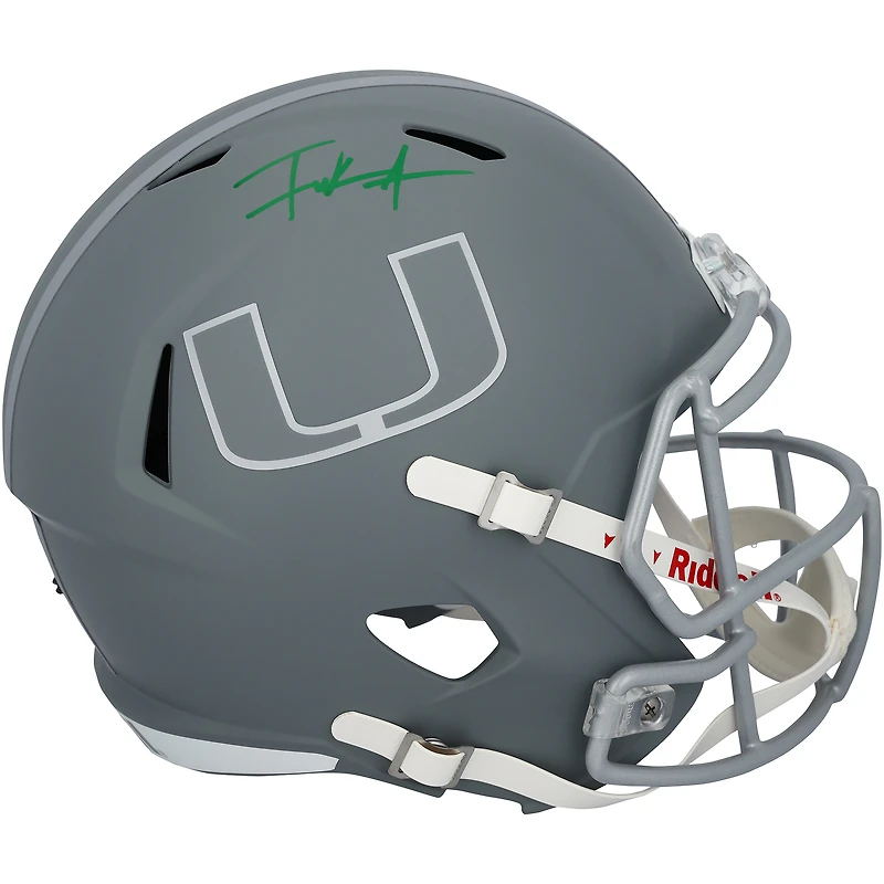 Casque réplique Riddell Slate Speed ​​autographié par Frank Gore des Miami Hurricanes