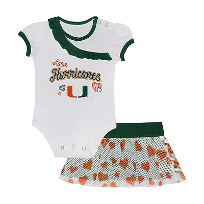 Ensemble deux pièces pour nouveau-né et bébé fille Miami Hurricanes Love My Team Body jupe