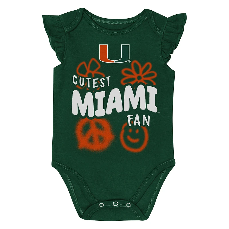 Girl's Newborn and Infant Outerstuff Green/Orange Miami Hurricanes Little Sunshine Two-Piece Bodysuit Set