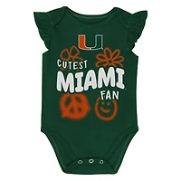 Girl's Newborn and Infant Outerstuff Green/Orange Miami Hurricanes Little Sunshine Two-Piece Bodysuit Set