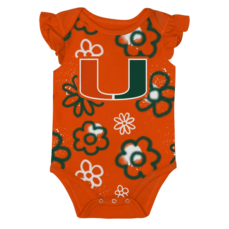 Girl's Newborn and Infant Outerstuff Green/Orange Miami Hurricanes Little Sunshine Two-Piece Bodysuit Set