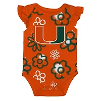 Girl's Newborn and Infant Outerstuff Green/Orange Miami Hurricanes Little Sunshine Two-Piece Bodysuit Set