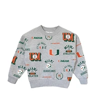 Sweat-shirt à capuche gris chiné pour jeunes filles, motif Gameday Couture, Hurricanes de Miami Always On Repeat