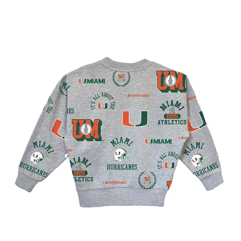 Girls Youth Gameday Couture Heather Gray Miami Hurricanes Always On Repeat Pullover Sweatshirt