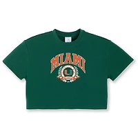 Girls Youth ZooZatz Green Miami Hurricanes Laurels Tri-Blend Cropped T-shirt