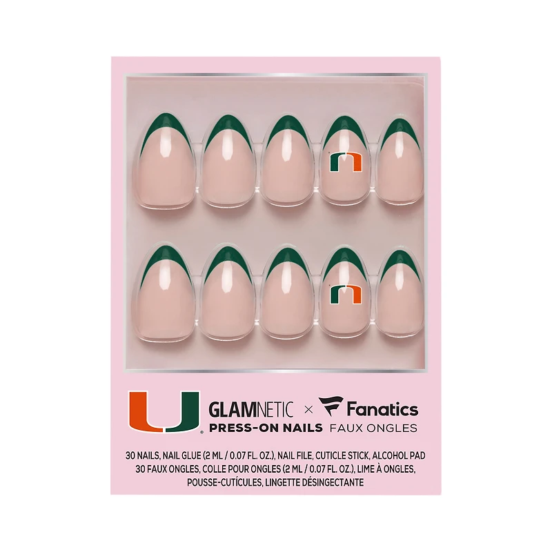 Kit manucure Glamnetic x Fanatics Miami Hurricanes