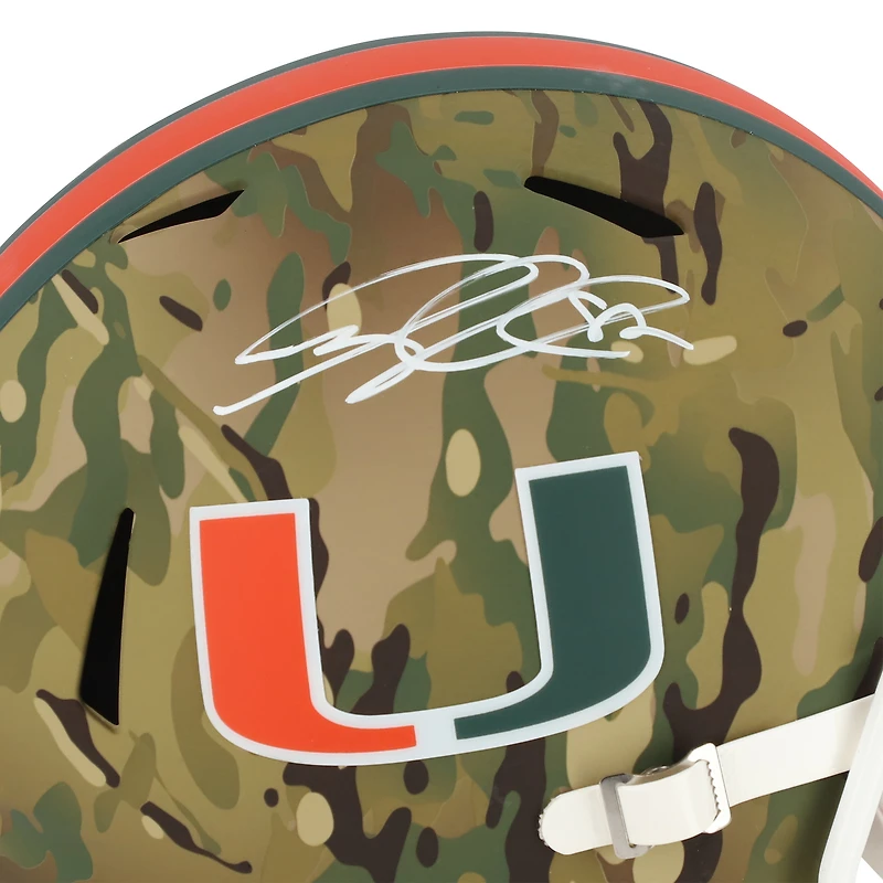Greg Olsen Miami Hurricanes Autographed Riddell Camo Alternate Speed Replica Helmet