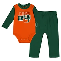 Ensemble body et pantalon à manches longues pour bébé Hunter Green Miami Hurricanes Double Up