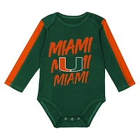 Infant Outerstuff Green/Orange Miami Hurricanes Double Down Bodysuit and Pants 3-Piece Set