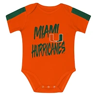 Infant Outerstuff Green/Orange Miami Hurricanes Double Down Bodysuit and Pants 3-Piece Set