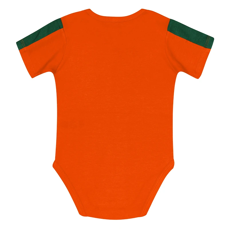 Infant Outerstuff Green/Orange Miami Hurricanes Double Down Bodysuit and Pants 3-Piece Set