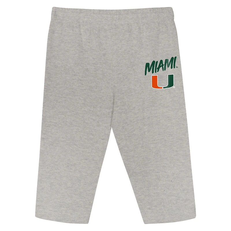 Infant Outerstuff Green/Orange Miami Hurricanes Double Down Bodysuit and Pants 3-Piece Set