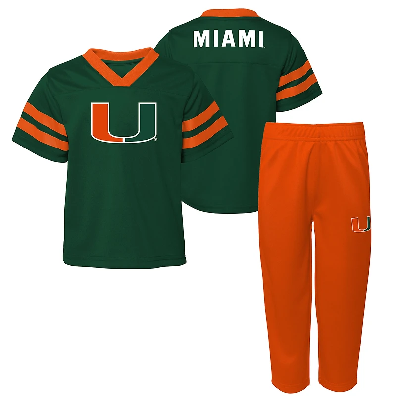 Ensemble haut et pantalon pour bébé Outerstuff vert avec logo de l'équipe des Hurricanes Miami Red Zone