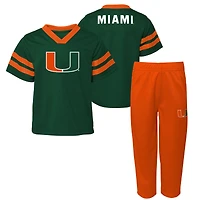 Ensemble haut et pantalon pour bébé Outerstuff vert avec logo de l'équipe des Hurricanes Miami Red Zone