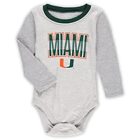 Infant Wes & Willy Heather Gray Miami Hurricanes Jie Long Sleeve Bodysuit Pants Set