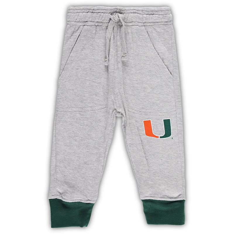 Infant Wes & Willy Heather Gray Miami Hurricanes Jie Long Sleeve Bodysuit Pants Set
