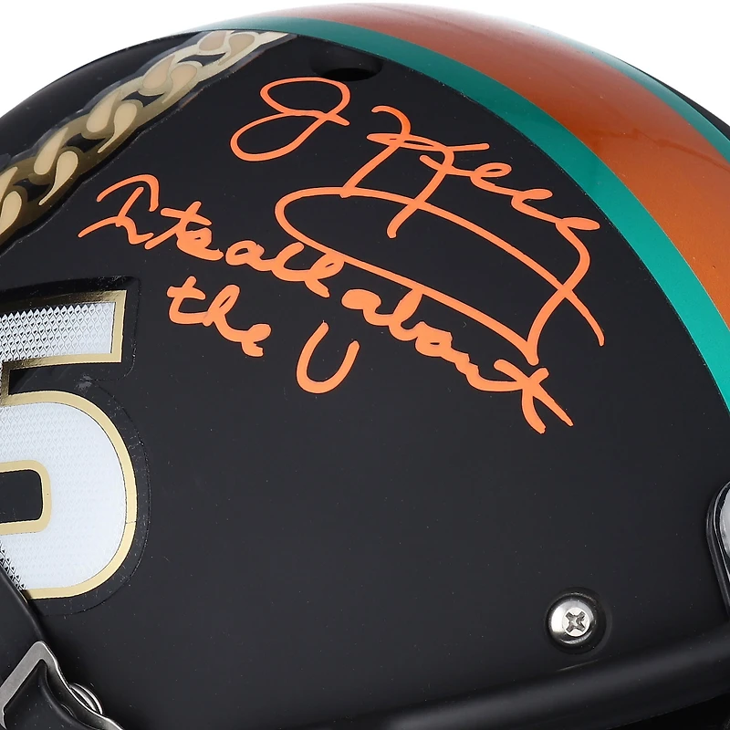 Casque authentique Schutt Tradition autographié par Jim Kelly des Miami Hurricanes avec inscription « IT'S ALL ABOUT THE U »
