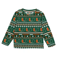 Juvenile Outerstuff  Green Miami Hurricanes Ugly Sweater Pajama Set