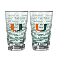 Ensemble de deux verres à bière Logo Brands Miami Hurricanes Chant Fade de 473 ml (16 oz).