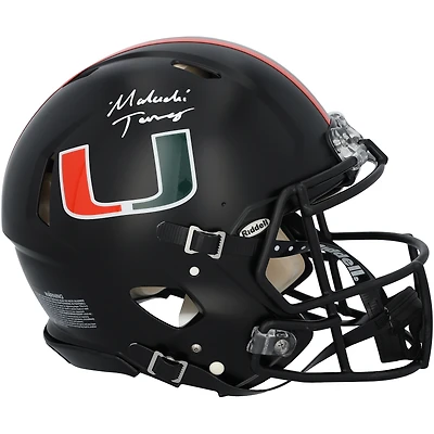 Casque authentique Riddell noir Miami Nights Speed ​​autographié par Malachi Toney, des Miami Hurricanes
