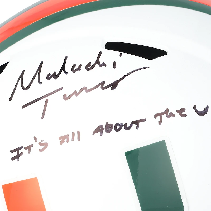 Malachi Toney Miami Hurricanes Autographed Riddell Speed Replica Helmet with "It's All About the U" Inscription