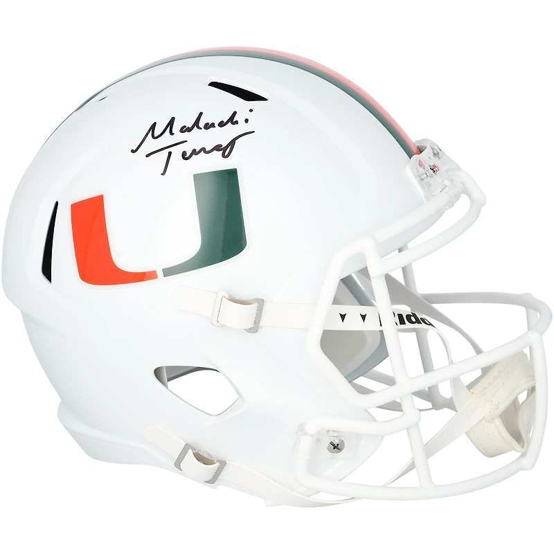 Casque réplique Riddell Speed autographié par Malachi Toney des Miami Hurricanes