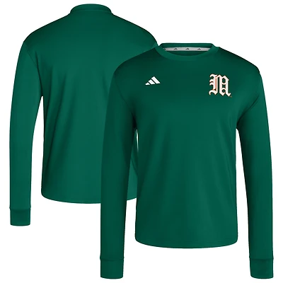 Sweat-shirt à enfiler Dugout Miami Hurricanes vert adidas pour homme