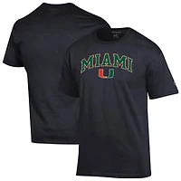 Men's Champion  Black Miami Hurricanes Arched Logo T-Shirt