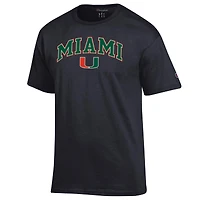 Men's Champion  Black Miami Hurricanes Arched Logo T-Shirt