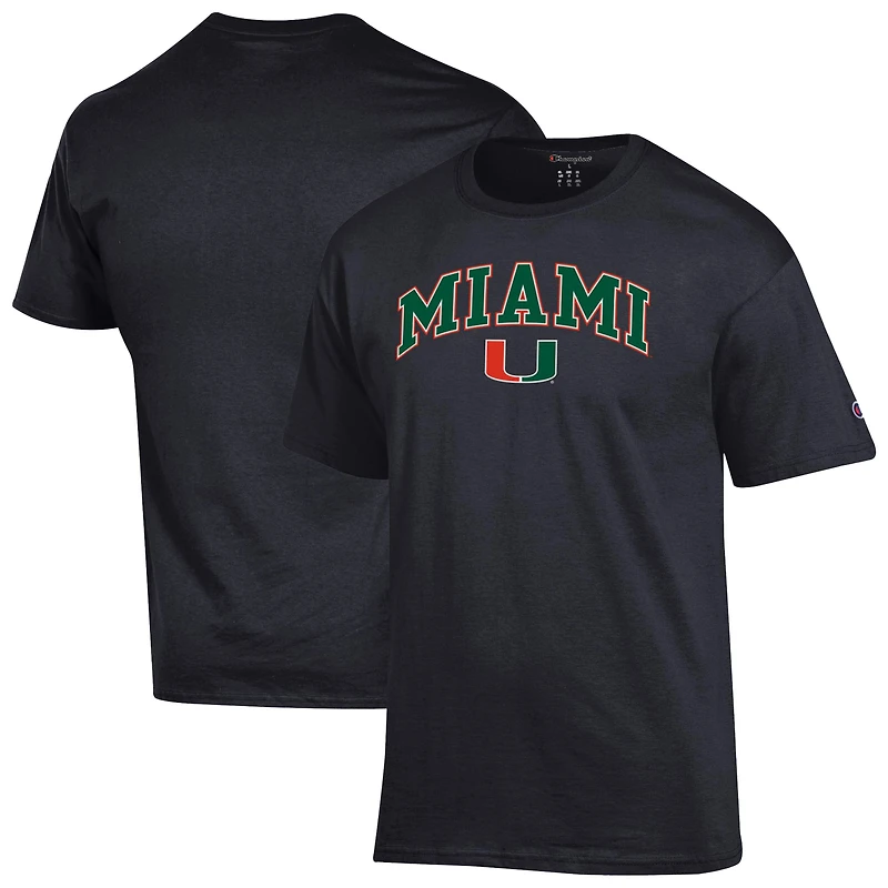 Men's Champion Black Miami Hurricanes Arched Logo T-Shirt